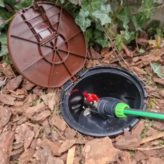 Studzienka poboru wody z zaworem 3/4 cala – brązowa (WOOD) – PEŁNA - AQUABIN