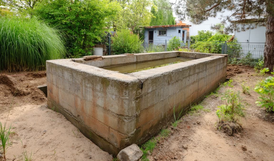 Stary betonowy zbiornik na wodę